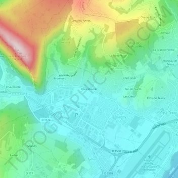 Carte topographique Chez Moutier, altitude, relief