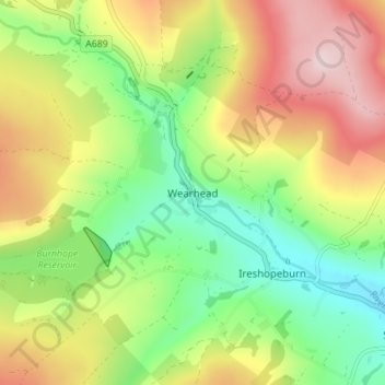 Carte topographique Wearhead, altitude, relief