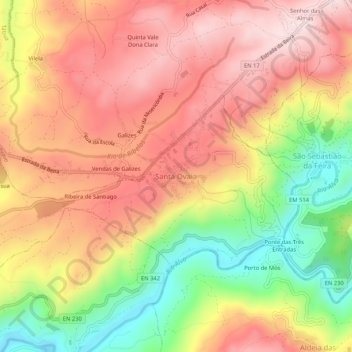 Carte topographique Santa Ovaia, altitude, relief