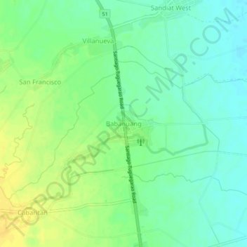 Carte topographique Babanuang, altitude, relief