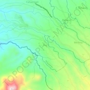 Carte topographique Tua, altitude, relief