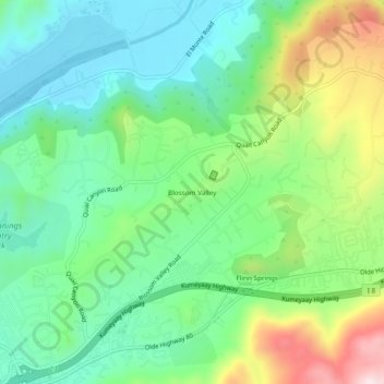 Carte topographique Blossom Valley, altitude, relief