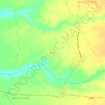 Carte topographique Sandhan, altitude, relief