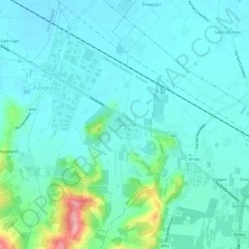 Carte topographique Capocolle, altitude, relief