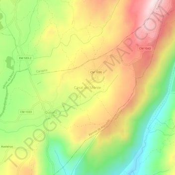 Carte topographique Casal do Monte, altitude, relief