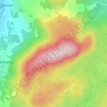 Carte topographique Oftenåsen, altitude, relief