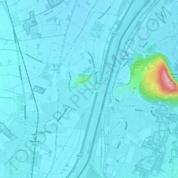 Carte topographique Montlingen, altitude, relief