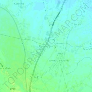 Carte topographique Parsolingan, altitude, relief