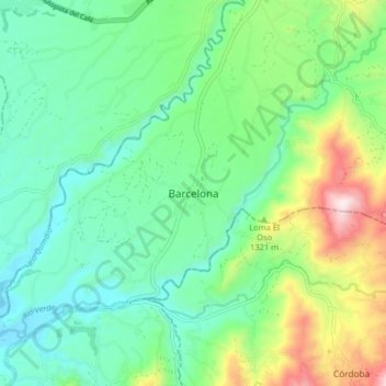 Carte topographique Barcelona, altitude, relief