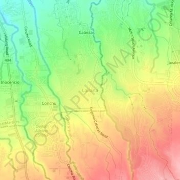 Carte topographique Lallana, altitude, relief