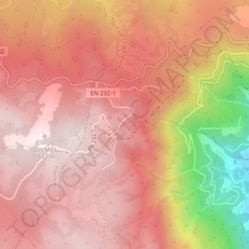 Carte topographique Penhas Douradas, altitude, relief