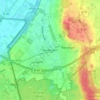 Carte topographique Niederdorf, altitude, relief