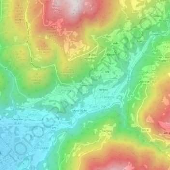 Carte topographique Cittadella, altitude, relief