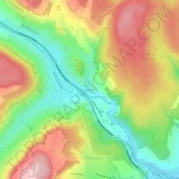 Carte topographique Le Voyen, altitude, relief
