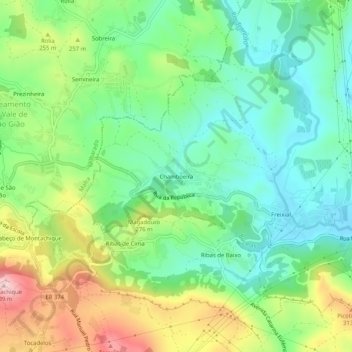 Carte topographique Chamboeira, altitude, relief