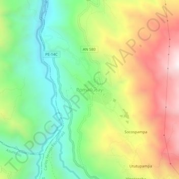 Carte topographique Pomallucay, altitude, relief