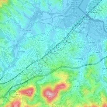 Carte topographique Belaskoenea, altitude, relief