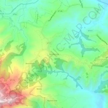 Carte topographique San Martino, altitude, relief