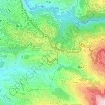 Carte topographique Jamhour, altitude, relief