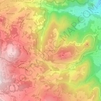 Carte topographique Charade, altitude, relief