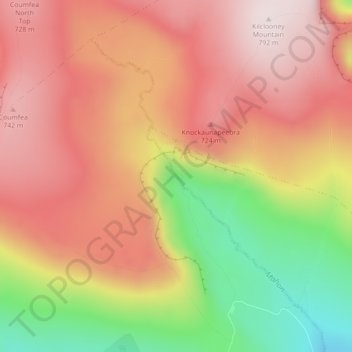 Carte topographique Mahon Falls, altitude, relief