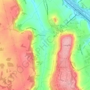 Carte topographique Le Murot, altitude, relief