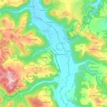 Carte topographique Le Coudert, altitude, relief