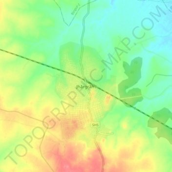 Carte topographique Jhargram, altitude, relief