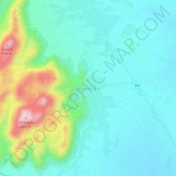 Carte topographique Douvangar, altitude, relief
