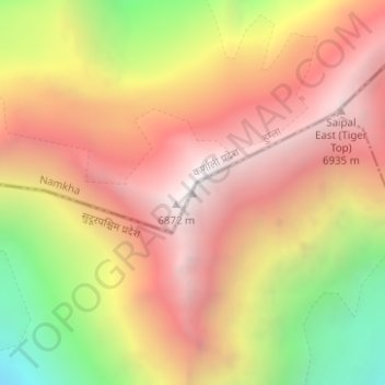 Carte topographique Saipal, altitude, relief