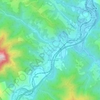 Carte topographique Arrancudiaga, altitude, relief