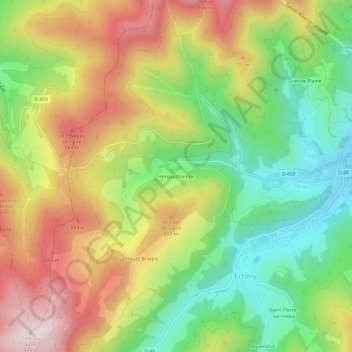 Carte topographique Hergauchamps, altitude, relief