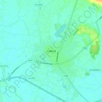 Carte topographique Kalasin, altitude, relief