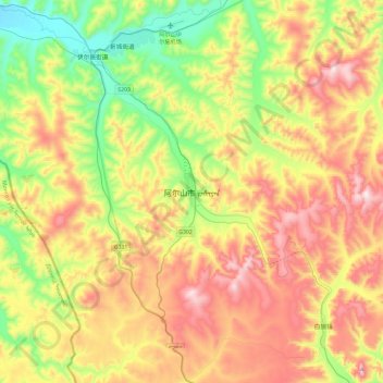 Carte topographique Arxan, altitude, relief