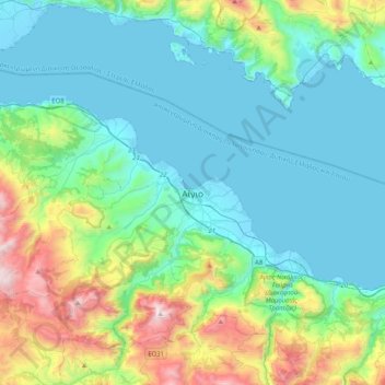 Carte topographique Egio, altitude, relief