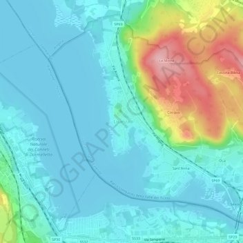 Carte topographique Lisanza, altitude, relief
