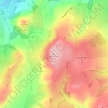 Carte topographique Cothercott Hill, altitude, relief