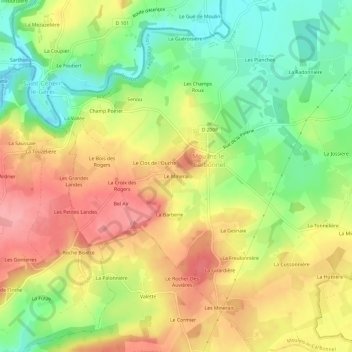 Carte topographique Le Minerai, altitude, relief