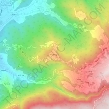 Carte topographique Valdenogher, altitude, relief