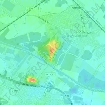 Carte topographique Terril 113, altitude, relief