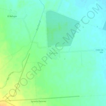 Carte topographique Bufalo, altitude, relief