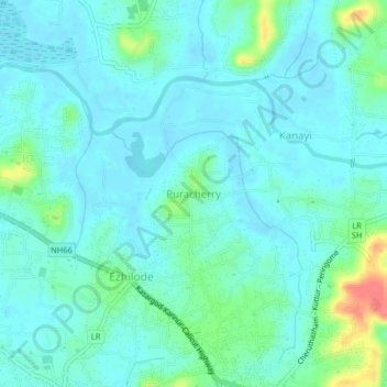 Carte topographique Puracherry, altitude, relief