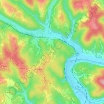 Carte topographique Les Corbeilles, altitude, relief