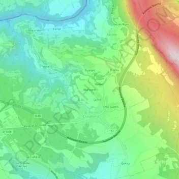Carte topographique Marlogne, altitude, relief
