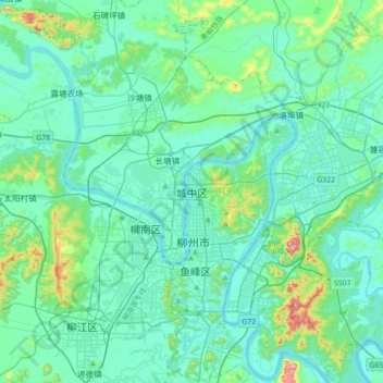Carte topographique Chengzhong, altitude, relief