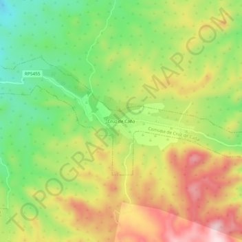 Carte topographique Cruz de Caña, altitude, relief