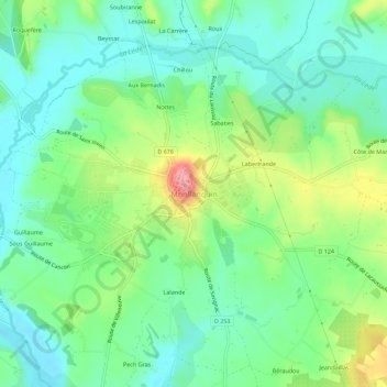 Carte topographique Monflanquin, altitude, relief