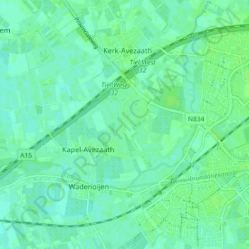 Carte topographique Bergakker, altitude, relief