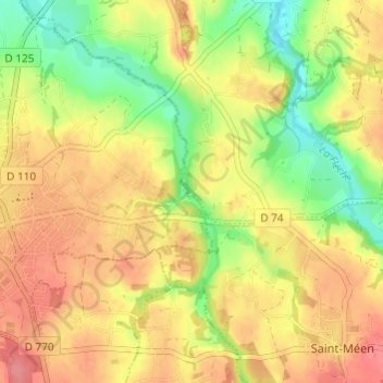 Carte topographique Lescoat, altitude, relief
