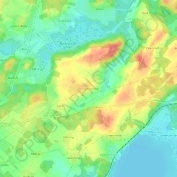 Carte topographique Schwabering, altitude, relief